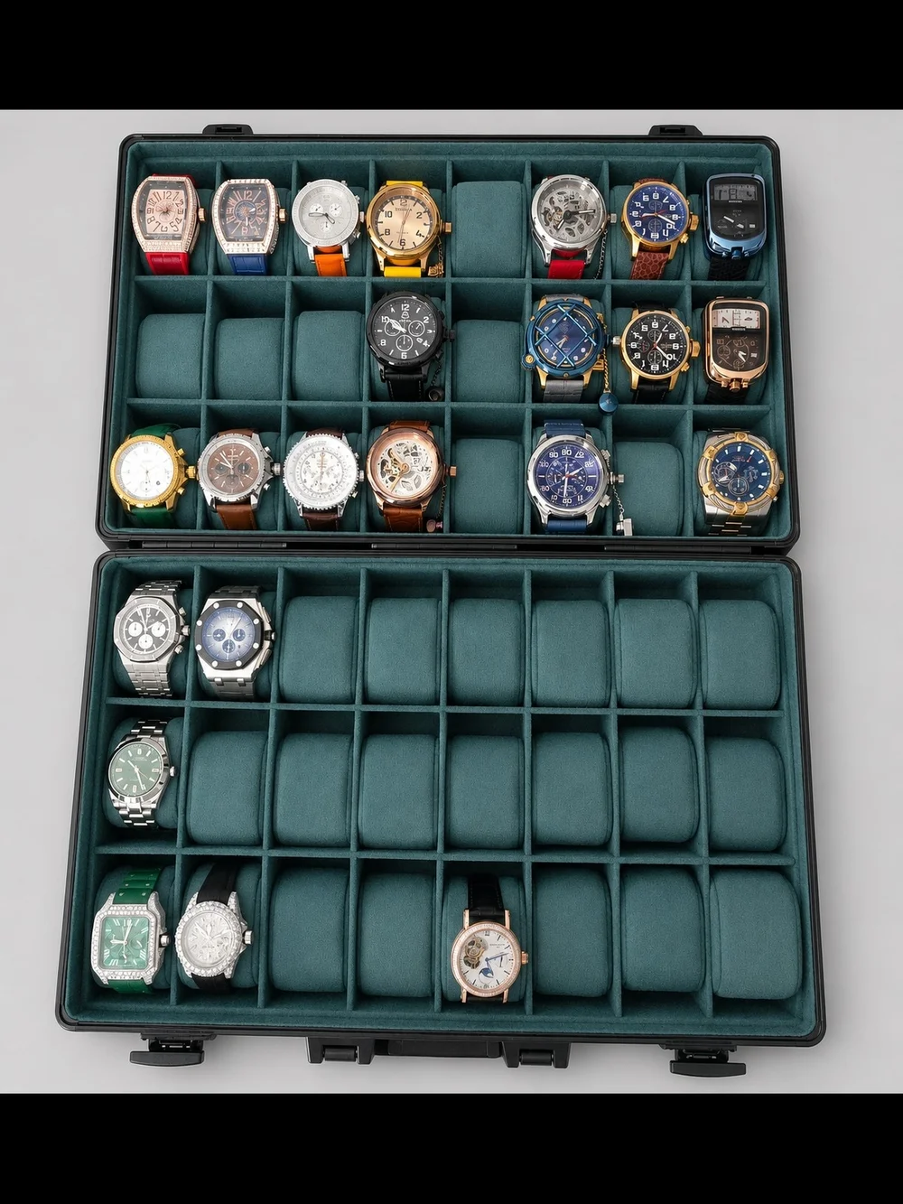 New 48 Slot Aluminum Watch Storage&Display Carrying Case With Lock.